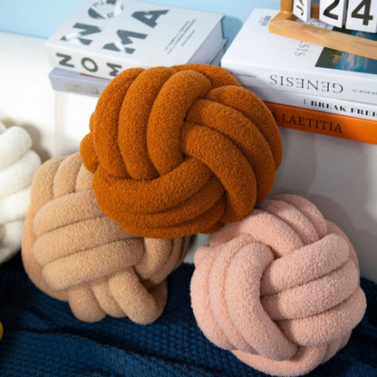 Decorbites™ Handgefertigtes Geknüpftes Bouclé-Rund-Plüschkissen Braun