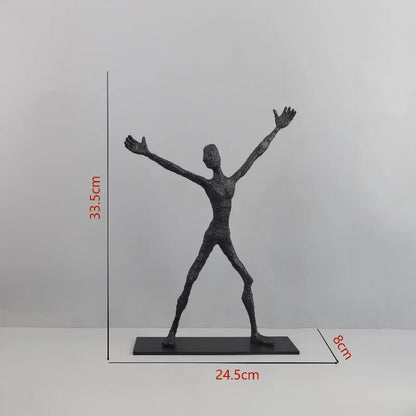 DecorBites™ Geometric Couple Cast Iron Figure Sculpture for Home Decor