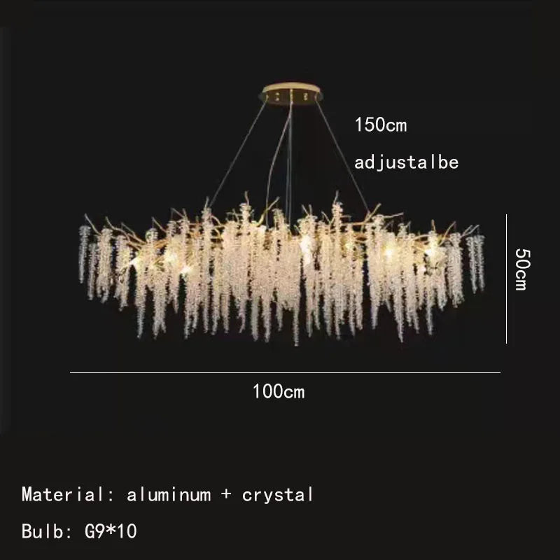 Decorbites™ Gold-Aluminium-Kristall-Kronleuchter für elegante Beleuchtung im Esszimmer