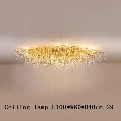 DecorBites™ Gold Crystal Tree Branch Chandelier for Dining Living Room Bedroom Decor