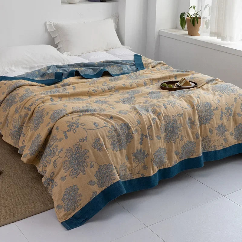 Decorbites™ Baumwoll-Gaze-Handtuch-Wurfdecke - Weiche und gemütliche Bettdecke für alle Jahreszeiten