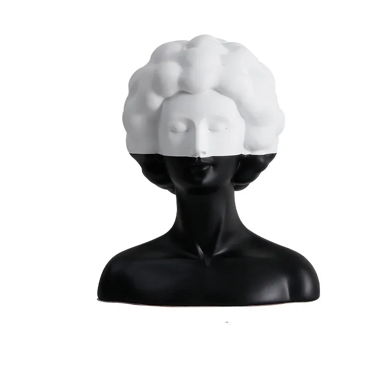 Decorbites™ Abstrakte Porträt-Harzfigur Skulptur Schwarz-Weiß Wohnraumausstattung