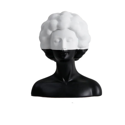 Decorbites™ Abstrakte Porträt-Harzfigur Skulptur Schwarz-Weiß Wohnraumausstattung