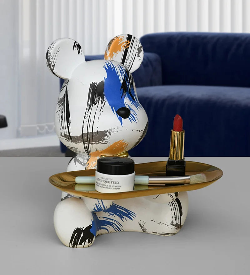 Decorbites™ Graffiti-Bären-Figur | Moderne Wohnraum-Dekorationsstatue | Schlüsselablage-Regal-Skulptur