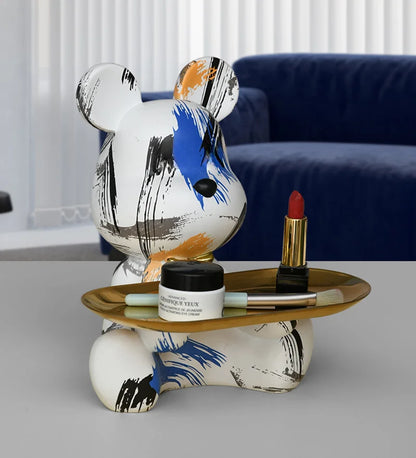 Decorbites™ Graffiti-Bären-Figur | Moderne Wohnraum-Dekorationsstatue | Schlüsselablage-Regal-Skulptur