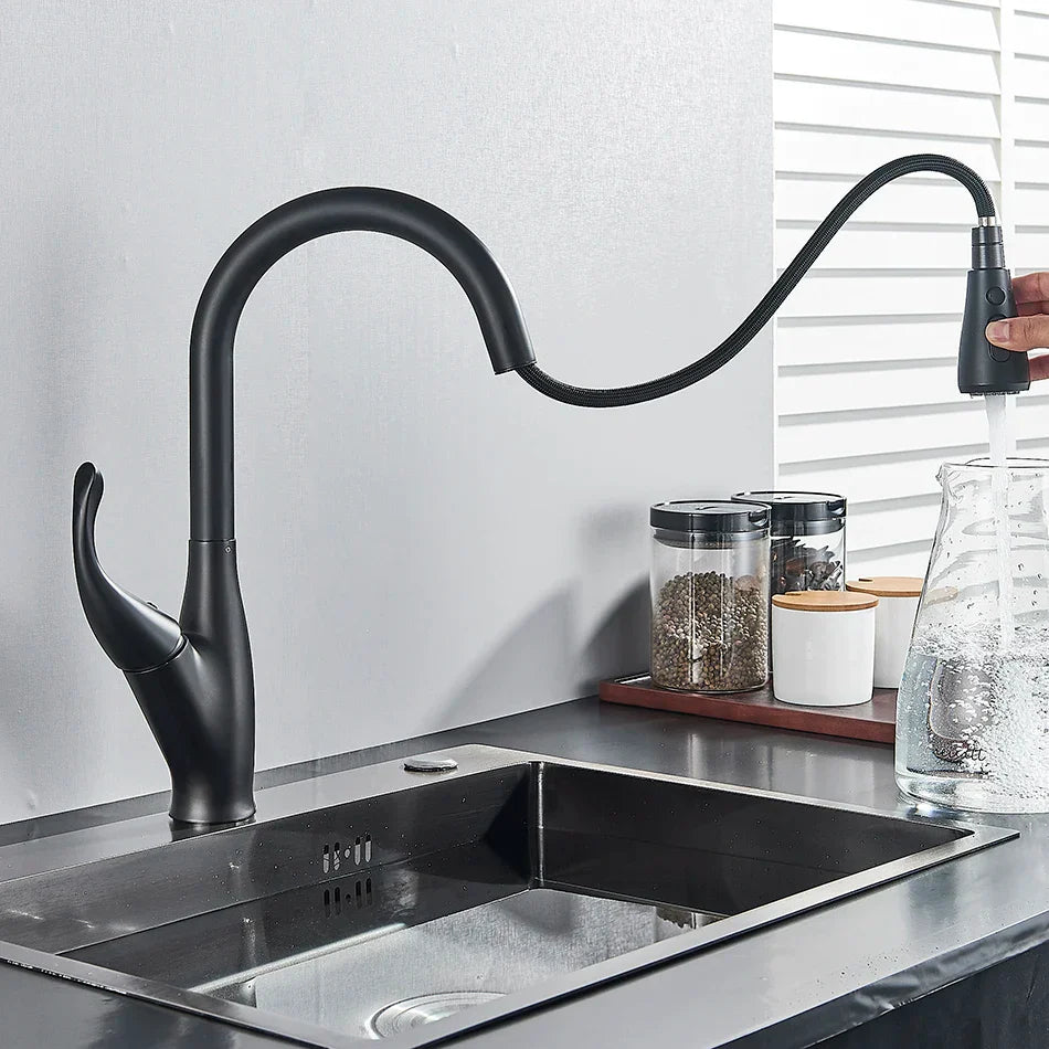 Decorbites™ Küchenarmatur: Chrom/Schwarz Ausziehbarer Mischbatterie mit 2-Funktions-Strahlformer