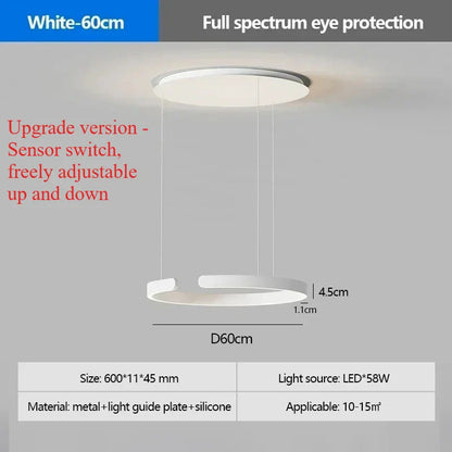 Modern Ring LED Pendant Light in Black or White