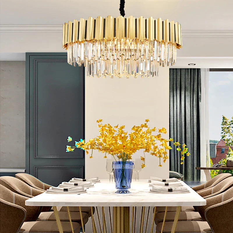 Gold Crystal Chandelier Stainless Steel Oval100cm