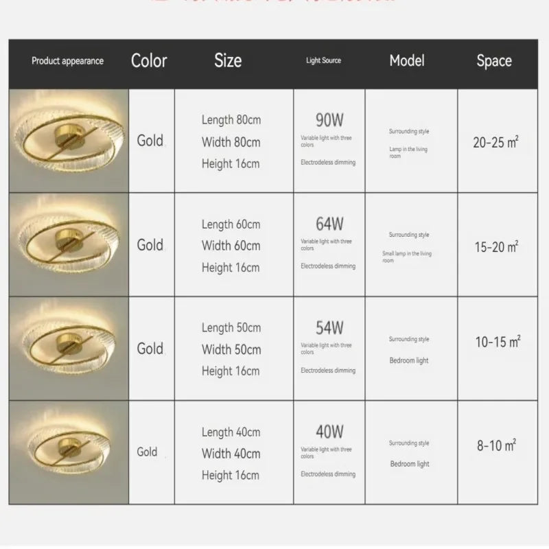 Decorbites™ Goldener Ring-Kristall-LED-Deckenleuchter für Schlafzimmer, Wohnzimmer und Flur