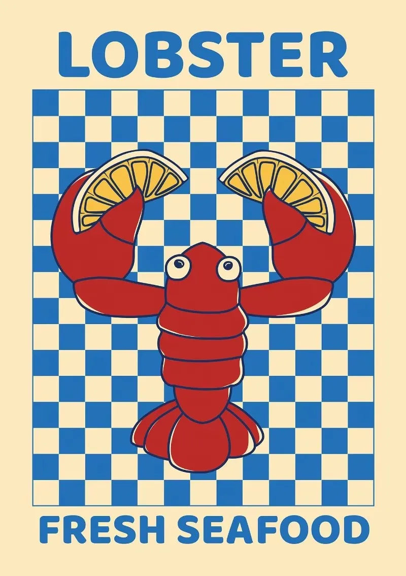 Colorful Sardine Lobster Crab Fish Ocean Animal Poster Canvas Painting Vintage Wall Art For Kitchen Living Room Home Decoration