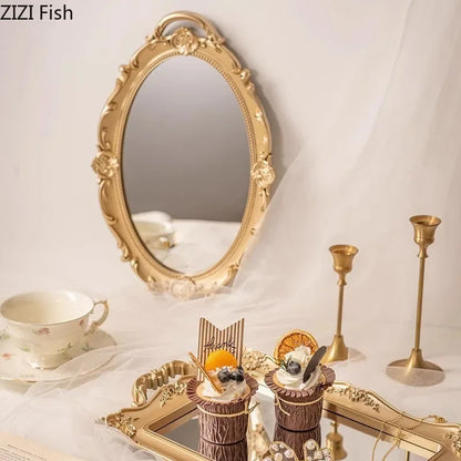 Decorbites™ Spitzenrelief-Glasplatte: Vintage-Spiegel-Schmuck-Organizer & Dekorativer Kosmetik-Speicher