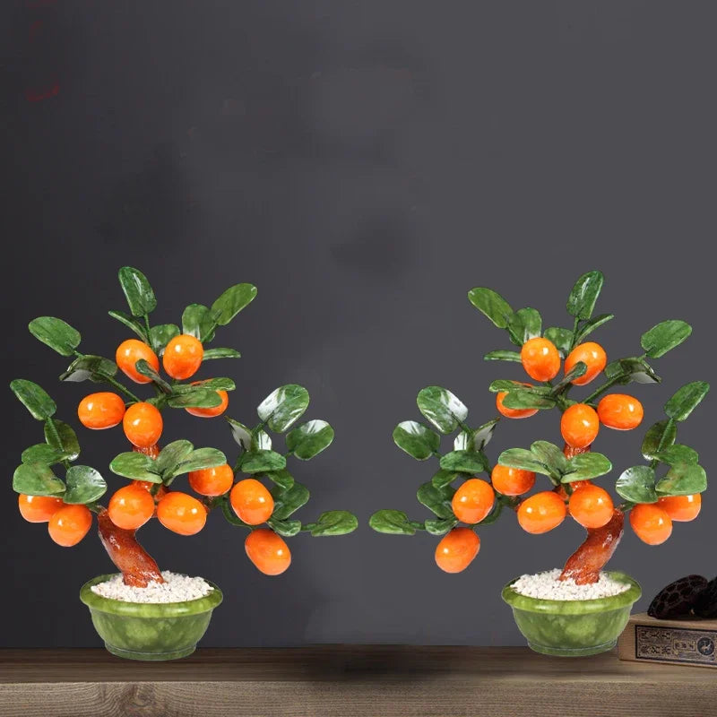 Decorbites™ Jade Kumquat Mandarinenbaum Bonsai: Handgefertigte chinesische Dekorationsornamente