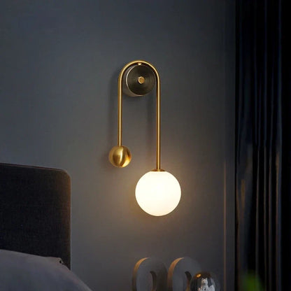 Decorbites™ Glas-Kugelleuchte LED-Wandlampe: Moderne runde goldene Eisenleuchte für Schlafzimmer, Wohnzimmer