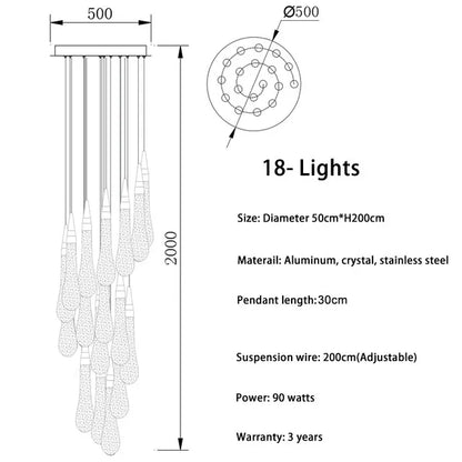 DecorBites™ Crystal LED Chandelier: Modern Loft Art Pendant Lighting for Restaurant, Bar, Staircase