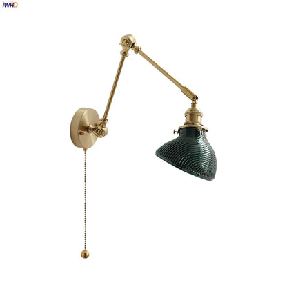Decorbites™ Glas Grünes LED Wandlampenarmatur Vintage Grüner Schwingarm-Wandleuchte