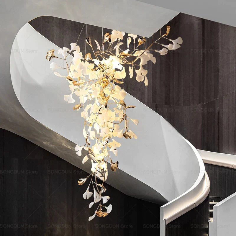 Decorbites™ Ginkgo-Blatt-Keramik-Kronleuchter: Modernes nordisches Wohnzimmer- & Hotellobby-Beleuchtung