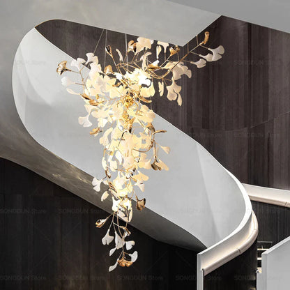 Decorbites™ Ginkgo-Blatt-Keramik-Kronleuchter: Modernes nordisches Wohnzimmer- & Hotellobby-Beleuchtung