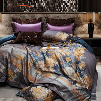 DecorBites™ Jacquard Egyptian Cotton Bedding Set: Duvet Cover, Pillowcases, and Fitted or Bed Sheet