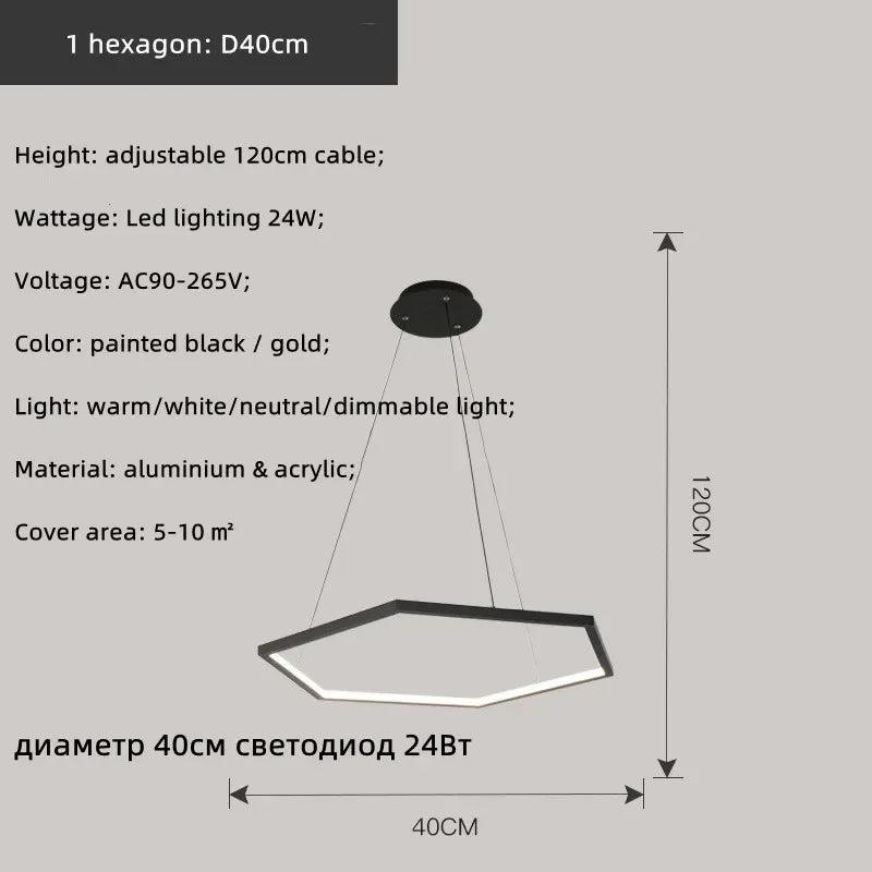 Decorbites™ Sechseckige Aluminium LED Hängelampe dimmbar minimalistischer Kronleuchter für Wohnzimmer Schlafzimmer