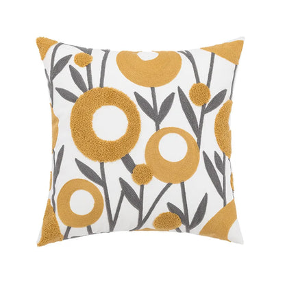 Decorbites™ Daisy Gelb Blumen Geometrisches Kissenbezug - Weiches Gemütliches Stickerei für das Wohnzimmer