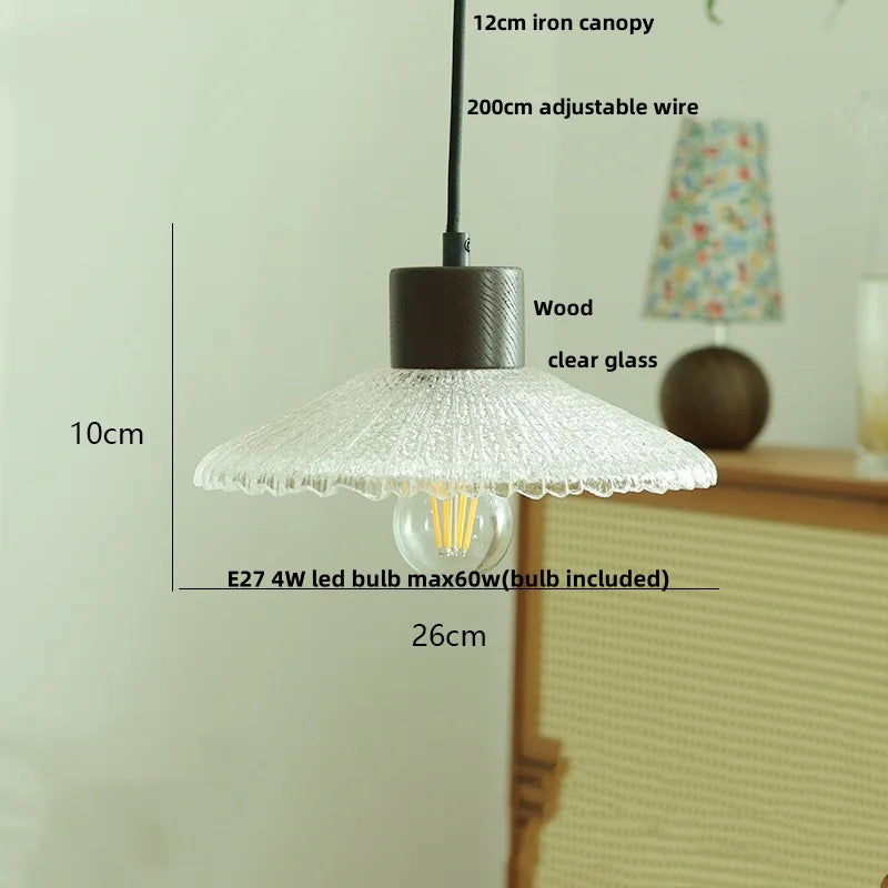 Decorbites™ Japan-Stil Holz-LED-Pendantleuchte mit klarem Glas, höhenverstellbare Hängeleuchte