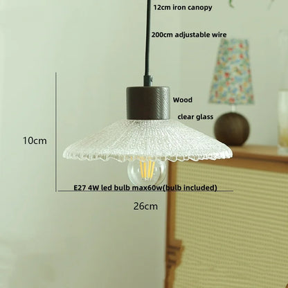 Decorbites™ Japan-Stil Holz-LED-Pendantleuchte mit klarem Glas, höhenverstellbare Hängeleuchte