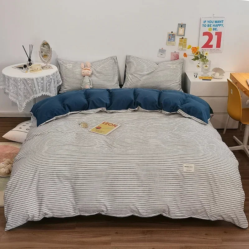 Cotton Grid Print Quilt Cover