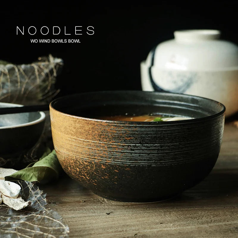 Decorbites™ Japanisches Keramik-Ramen-Bowl-Set – Nudelsuppe- & Reisbowl mit Deckel
