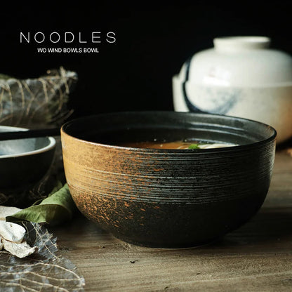 Decorbites™ Japanisches Keramik-Ramen-Bowl-Set – Nudelsuppe- & Reisbowl mit Deckel