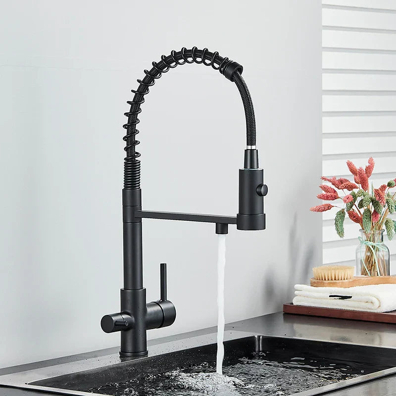 Decorbites™ Küchen-Wasserfilterarmatur mit doppeltem Auslauf, drehbarer Wasserreinigungs-Mischhahn