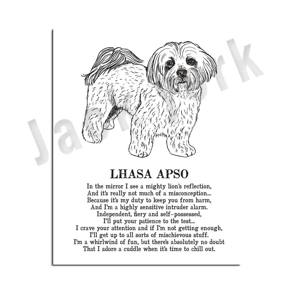 Decorbites™ Gemütliche Hunde-Kollektion: Hundepoesie-Poster mit Lhasa, Schäferhund, Terrier, Bulldogge, Tibetischer, Yorkie