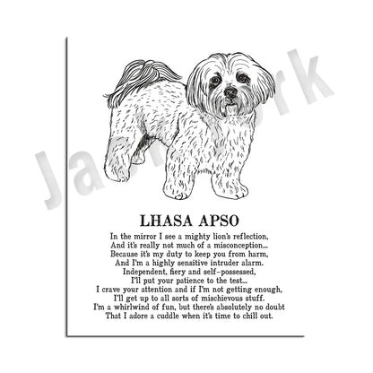 Decorbites™ Gemütliche Hunde-Kollektion: Hundepoesie-Poster mit Lhasa, Schäferhund, Terrier, Bulldogge, Tibetischer, Yorkie