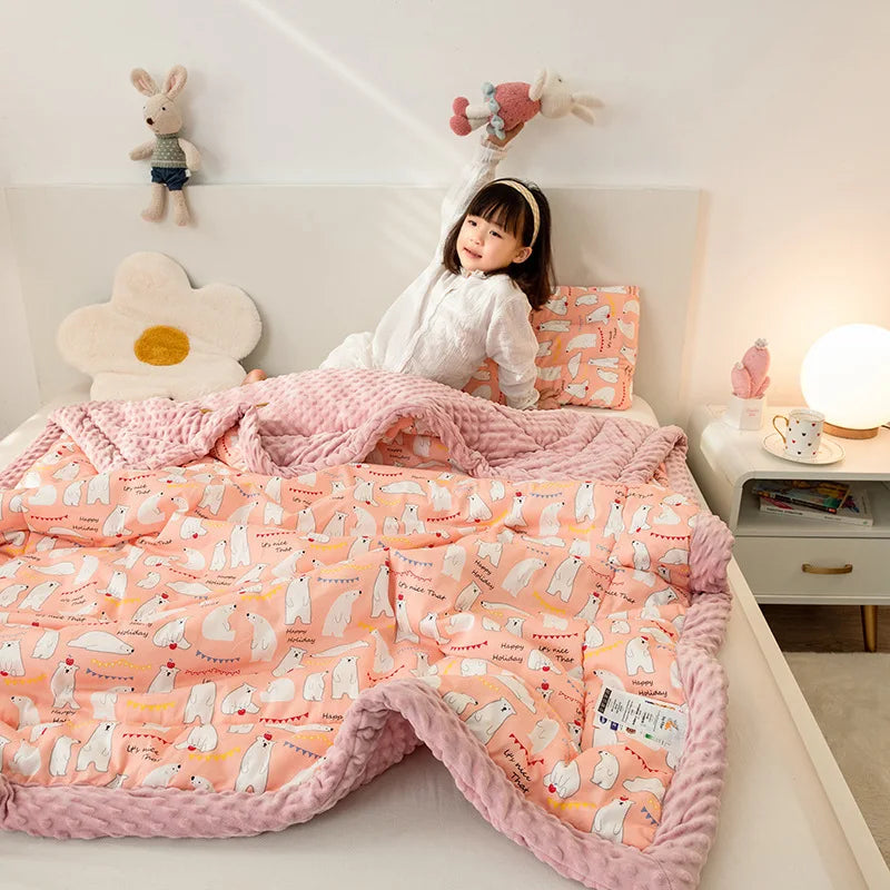Decorbites™ Baumwoll-Blumendruck Doppelbettdecke | Retro Soothe Kuscheldecke Bettwäsche
