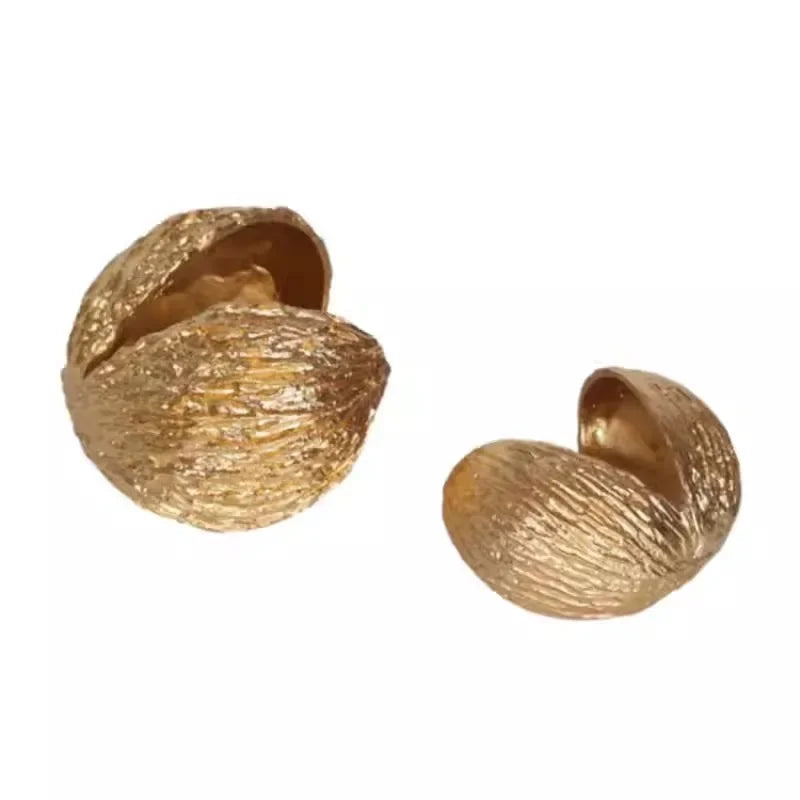 Decorbites™ Goldene Nuss-Schalen-Ornamente Moderne Handwerkskunst Schreibtisch-Dekoration Kunstwerk Raumästhetik Dekoration