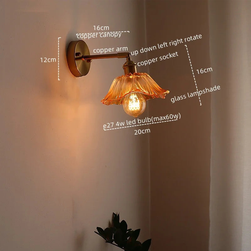 Decorbites™ Japanischer Stil LED-Glas-Kupfer-Wandleuchte für Restaurant, Bar, Schlafzimmer, Badezimmer
