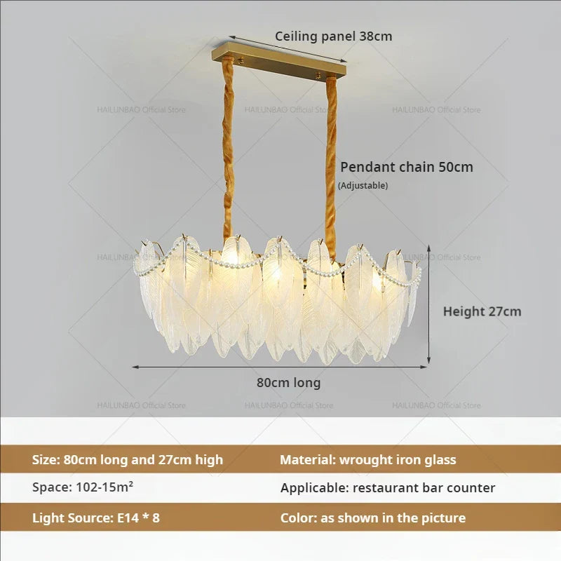 DecorBites™ Cream Wind Feather Pearl Crystal Chandelier for Luxury Living Room and Bedroom