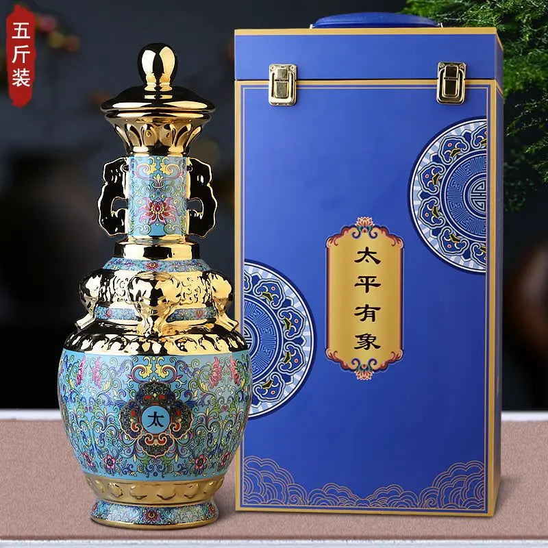 Decorbites™ Jingdezhen Keramik-Weinflasche 5 kg hochwertiges versiegeltes Set Weißweinkrug