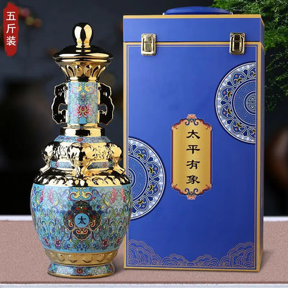 Decorbites™ Jingdezhen Keramik-Weinflasche 5 kg hochwertiges versiegeltes Set Weißweinkrug