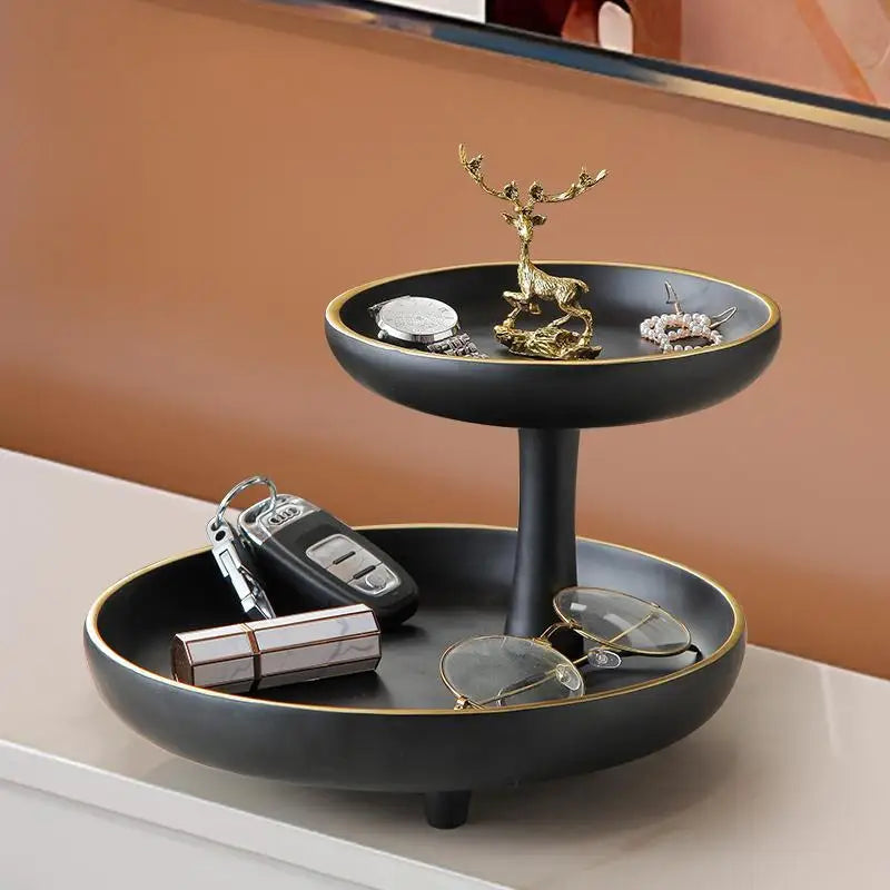 DecorBites™ Double-Layer Coffee Table Tray: Stylish Storage Box for Cosmetics, Keys, and Decor