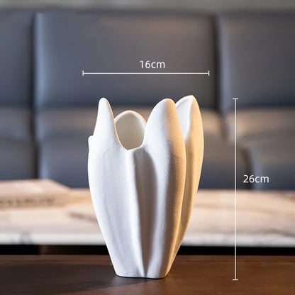 DecorBites™ Irregular Pleated Ceramic Vase for Home Decoration and Floral Arrangement