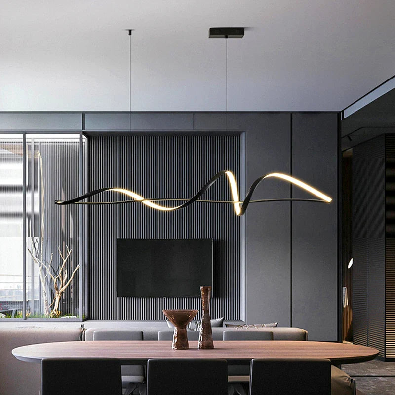 Modern Linear Acrylic Pendant Light in Gold or White