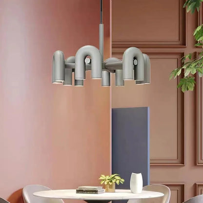 Decorbites™ Art-Deco-Metall-Leuchter in Schwarz, Orange und Grau – Verstellbares Kabel – Beleuchtung für Esszimmer, Eingangsbereich, Schlafzimmer
