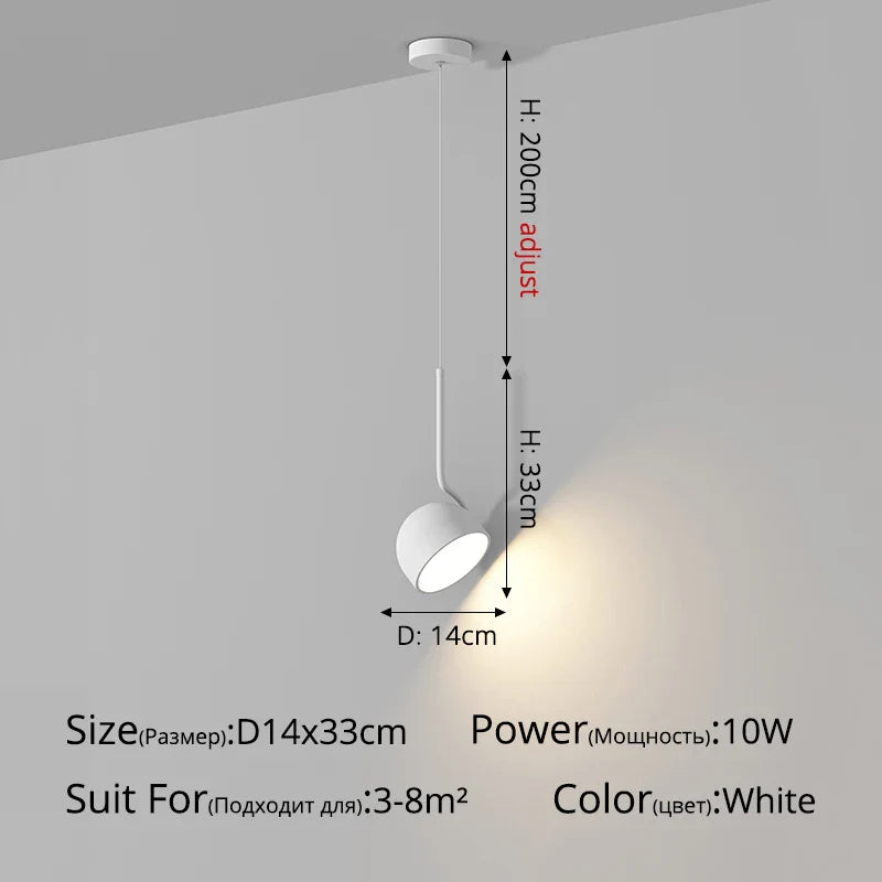 Minimalist Black and White Metal LED Pendant Light