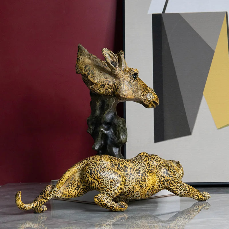 Decorbites™ Leopard-Harzstatue: Moderne Afrikanische Wildtier-Panther-Skulptur für Zuhause & Büro