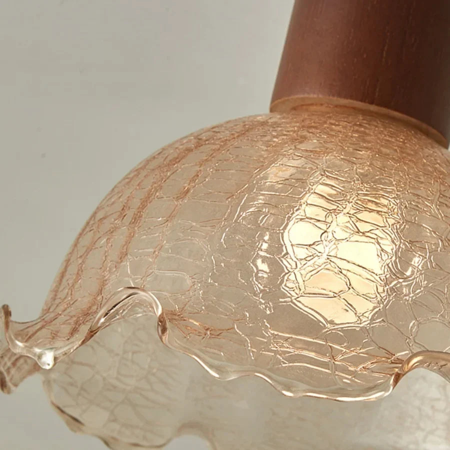 Decorbites™ Amber Ice Crack Glass Wood Deckenleuchte - Nordisch Modernes LED-Leuchten