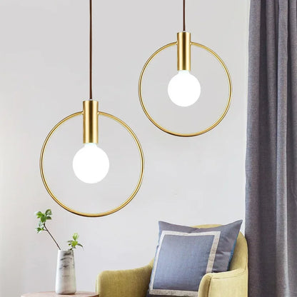 Decorbites™ Goldener Ring-Glasball-Hängeleuchte für Schlafzimmer und Wohnzimmer.