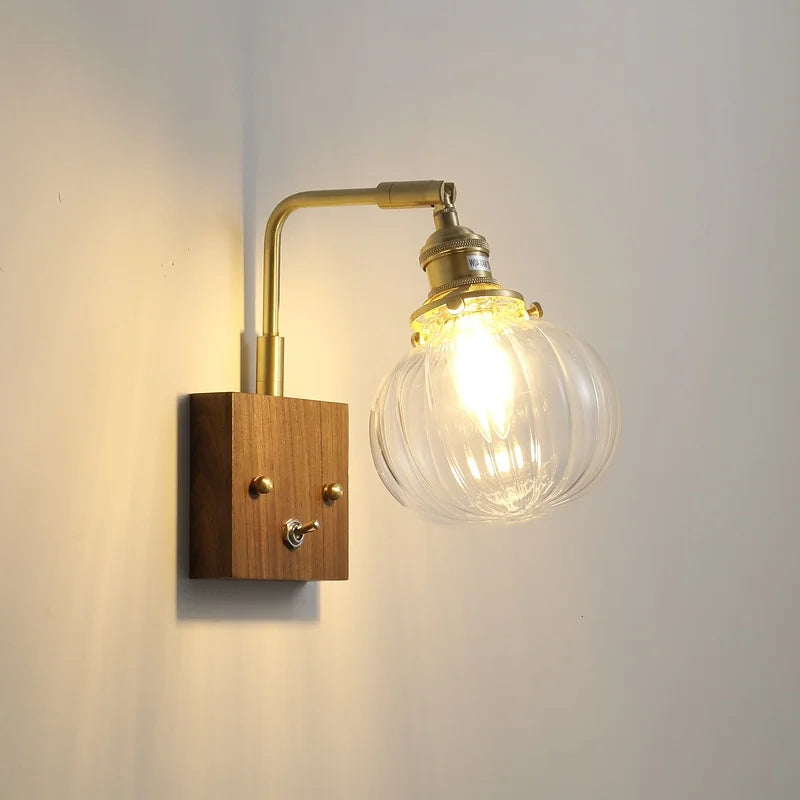 Decorbites™ Klares Glas LED Wandapplikation Walnuss Kupfer Moderne Treppenbeleuchtung