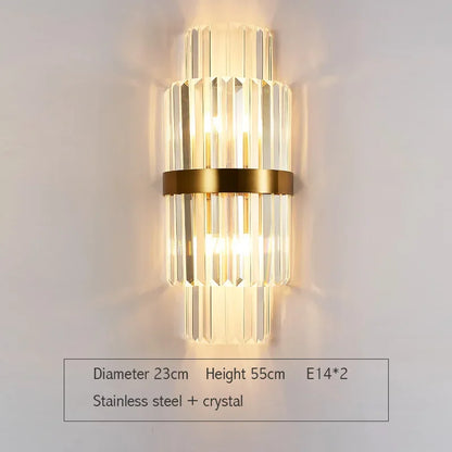 DecorBites™ Crystal Gold LED Wall Sconce Modern Light for Bedroom Living Room Home Decor