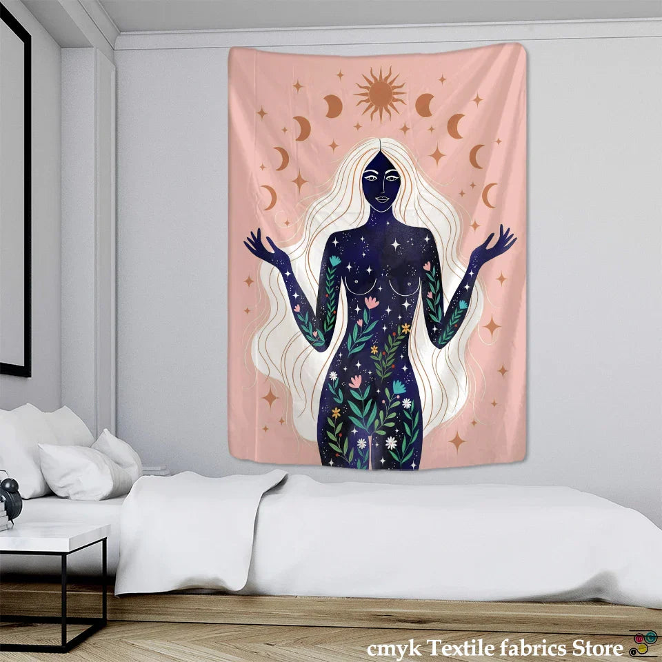 DecorBites™ Kawaii Women Tapestry Anime Girl Illustration Aesthetic Art Hippie Dorm Decor
