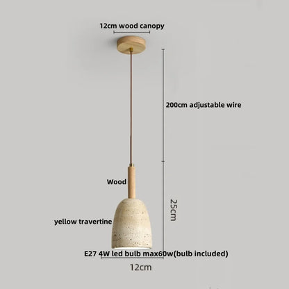 Decorbites™ Japanischer Stil LED-Hängeleuchten mit Holz-Baldachin und Zement-Lampenschirm